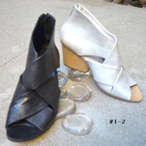 Walk Leather Open Toe Zip Back Ankle Heels